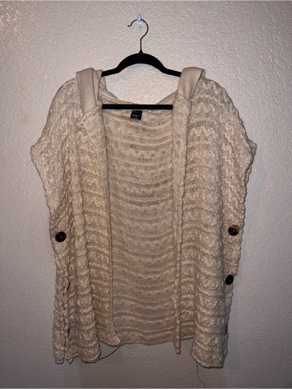NWOT Cozy Cream Hooded Open-Front Cardigan
